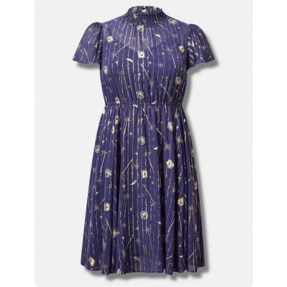 TORRID NWT WB Harry Potter Mini Chiffon FLutter Sleeve Turtleneck Dress - Picture 5 of 6